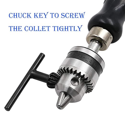 Hand Drill Bits Set 7 in 1 Manual Tool Pin Vises with Chuck Key & 5pcs Twist Drill Bits for Wood, Jewelry, Delicate Manual Work, Electronic Assembling and Model Making, DIY Drilling