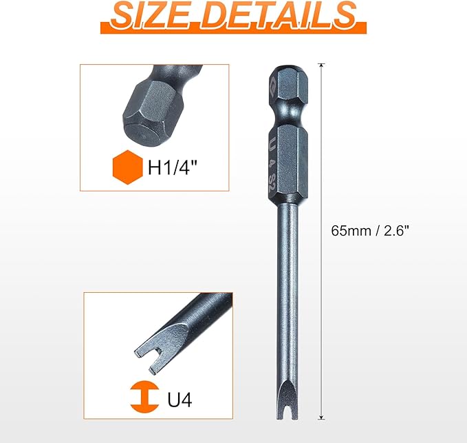 HARFINGTON 2pcs U-Type Screwdriver Bit 1/4" Hex Shank U4 Magnetic Head 2.6" Length S2 Steel U-Shaped Screw Driver Bit for Repair Work Electric Screwdriver, Blue
