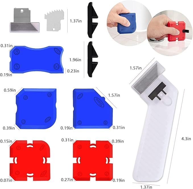 11 Piece Set 竊똏rofessional Caulking Tool Kit with Sealant Finishing Tools竊똄asy Silicone Caulking with Guides竊똂aulk Removal Tools and Fill Removal Tool Silicone Fill