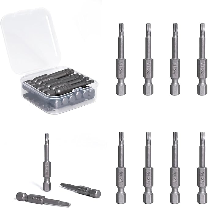 18pcs T15 Impact Driver Bits 50mm Impact Bit 1/4" Hex Shank S2 Drill Screwdriver Bit for Electronics Appliances and Automotive Repair