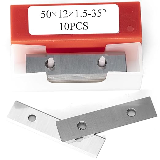 50mm Square Carbide Inserts Replacements Cutters Knives Blades 50횞12횞1.5mm-35째 for Flush Trim Router Bit Scraper Tool Rebate Block Woodworking Spiral/Helical Planer Cutter Head 10pcs