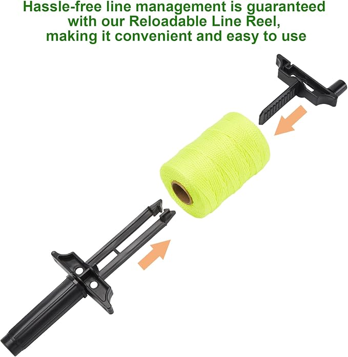 3 Roll Mason Line String Line - #18 Braided Nylon String - 500 Ft Length - Nylon with Reloadable Line Reel Twine for Gardening Or Masonry Tools - Perfect Construction String (Yellow)