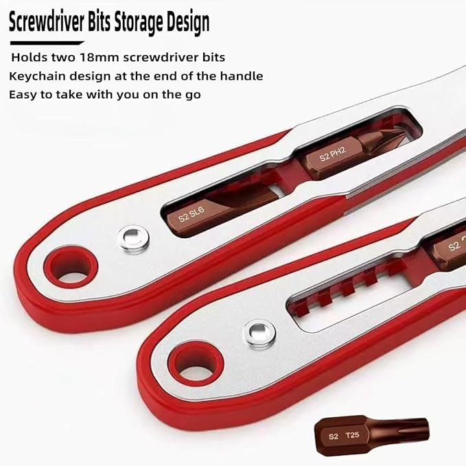 12 in 1 Right angle screwdriver 18 mm/0.7??Shortest magnetic screwdriver bits (S2 alloy steel) Mini bits set 90 Degree Offset Mini ratchet screwdriver set Dedicated to small spaces
