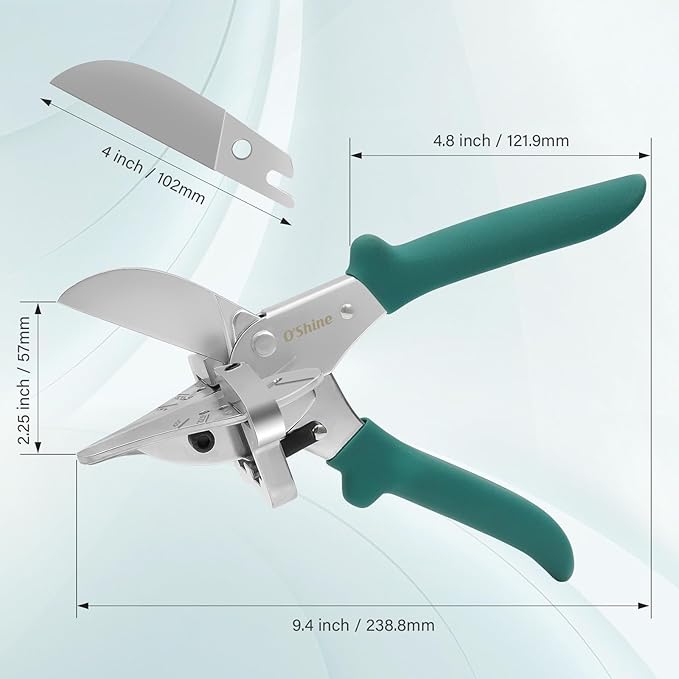 O?셎hine 22.5 Degree Long Handle Miter Shears For Angular Cutting Molding Wood Crafting, Quarter Round Cutting Tool Shoe Molding Cutters, Multi Angle Trim Cutter Hand Tool, w/ 1pc Extra Blade