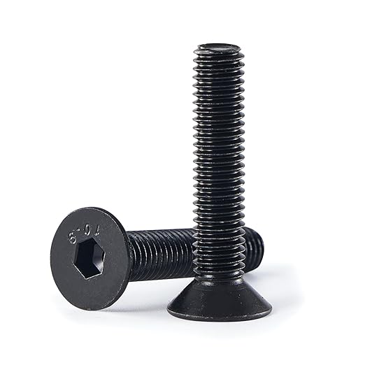 M8-1.25 x 60mm 10PCS Flat Head Hex Socket Cap Screws, Countersunk Bolts, 10.9 Grade Alloy Steel, Black Oxide Finish, Metric Allen Drive, Fully Threaded