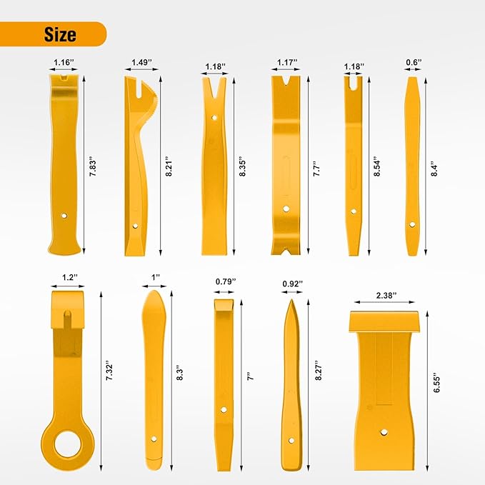 GOOACC 11PCS Auto Trim Removal Tool Kit No-Scratch Tool Kit for Car Audio Dash Window Molding Fastener Remover Tool Kit-Yellow