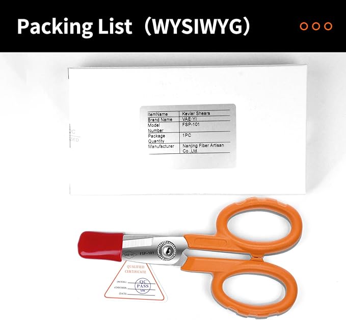 FSP-101 Anti Slip Kevlar Scissor,Electrician Scissors,For Cutting Fabric, Kevlar, Tape, Cable, Leather, Partner for Working Technicians, Electricians,FTTX Working Technicians