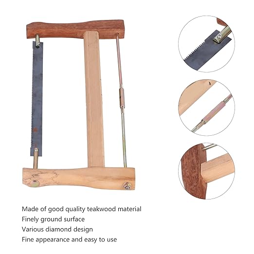 Wood Bow Saw Teakwood Handsaws,Frame Saw Carpentry Bow Saw Frame Saw Blade Replacement Carpenter Hand Bow Wood Cutting Tool Woodworking Hardware ,Wood Bow Saw For Hack Saw Blade (Small Size (400Mm))