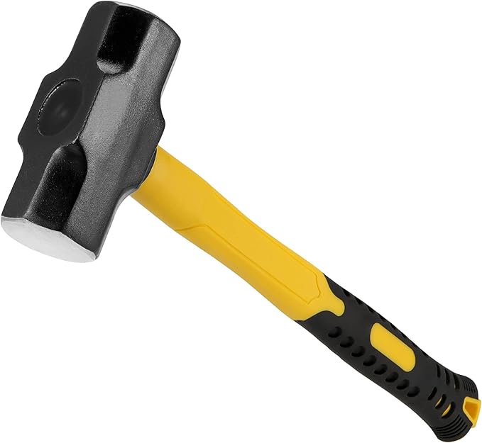 2 PCS 14 Inch 4 Lb Sledge Hammer, 4 Pound Drilling Hammer With Fiberglass Handle, Forged Steel Construction Non-Slip Shock Absorbing Grip for Construction, Industrial, Home Use