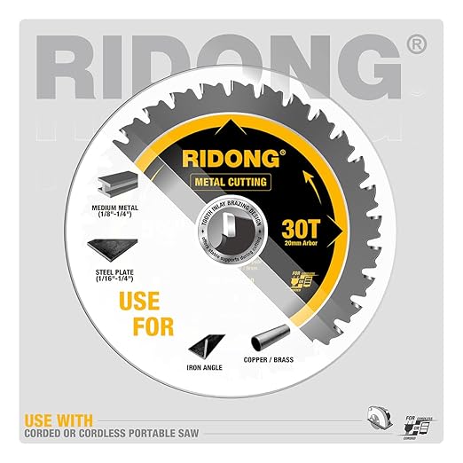 2 Pack 5-3/8 Inch 30 Teeth Steel and Metal Cutting Circular Saw Blade, 20mm Arbor, Thin Kerf, Professional Carbide Tipped Blade for Angle Iron, Medium Metal, Steel Plate, Copper/Brass
