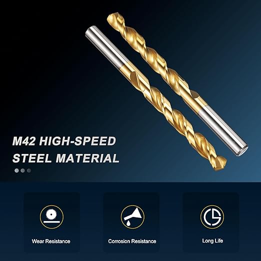 PATIKIL 11mm Drill Bit, M42 8% Cobalt High-Speed Steel Jobber Straight Shank 135° Titanium Nitride (TiN) Coated for Hard Metal Stainless Steel - 2 Pack