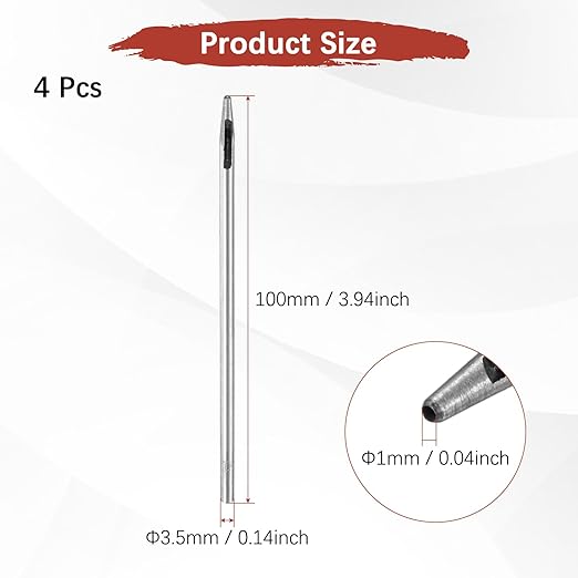 1MM Leather Hole Punch Tool [4PCS] - Metal Round Belt Hole Puncher Use for Leather Working & Belts & Watch Band & Paper & Plastic - [Silver Tone] Round Hollow Tools