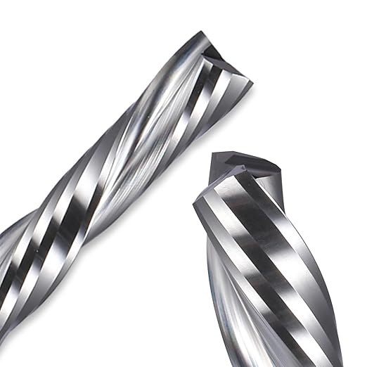 Hozly Downcut Bit 1/8" Shank Down Cut Spiral CNC Router Bits End Mill Tungsten Carbide Milling Cutter Set 2 Pack