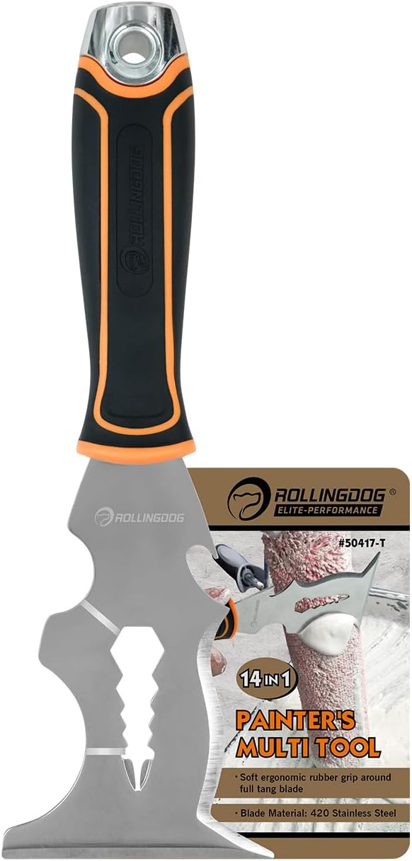 ROLLINGDOG 14-IN-1 Painter's Tool-Stainless Paint Scraper, Paint Roller Cleaner, Putty Knife, Multi-Use Painters Tool for Painting Home Improvement