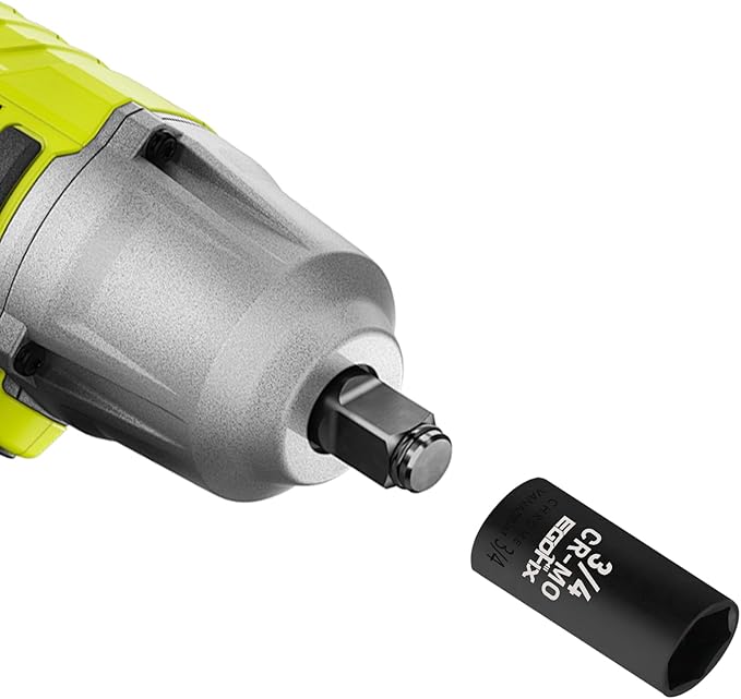 3/8" Drive Deep Impact Socket, 3/4 Inch SAE Socket, CR-MO 6 Point for Easy Removal of Axle Nut