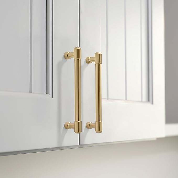 khtumeware 10 Pack 5-1/16 Inch Champagne Bronze Cabinet Pulls Heavy Duty Solid Satin Brass Cabinet Handles Kitchen Cabinet Hardware for Cupboard Drawer Handles