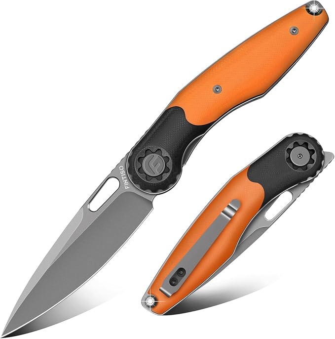 FINTISO Pocket Knife 3.5" Folding Knife Premium 14C28N Blade, Bicolour G10 Handle Design with Pocket Clip for Men Women, Small EDC Knife for Camping, Hunting, Hiking, Survival and Outdoor Activities, ROOK Series
