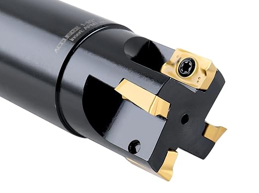 Accusize Industrial Tools 1-1/2" 90째 Square Shoulder Indexable End Mill, 1-1/2" Shank, 4-1/4" OAL, 0.551" ap, 4 Flutes, APKT1604, Carbide Insert, 0056-0924
