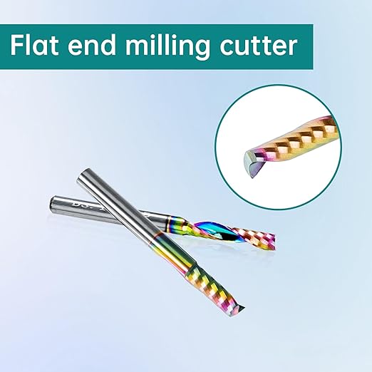 NZtools 1/8?쇺?Flat Nose End Mill, Single Flute DLC (Ta-C) Coated CNC Cutting Bit for Aluminum, Steel, Titanium, Wood, Precision Nano End Mill for CNC Milling Machines