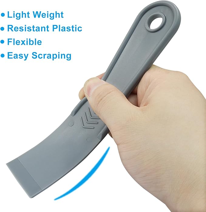 1.5 Inch Plastic Putty Knife Scraper, 5Pcs Flexible Spackle Knife for Spackling, Air Bubble Remover, Sticker Installation, Used for Repairing Walls, Pasting Plaster, Scraping Putty (Grey)