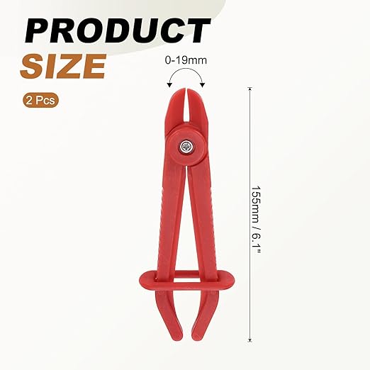 uxcell 2Pcs Hose Clamp Pliers, 6.1" Hose Pinch Off Pliers Plastic Straight Line Pinch Clamps Plier for 0-0.75 Inch Width Automotive Radiator Fuel Brake Gas Lines, Red