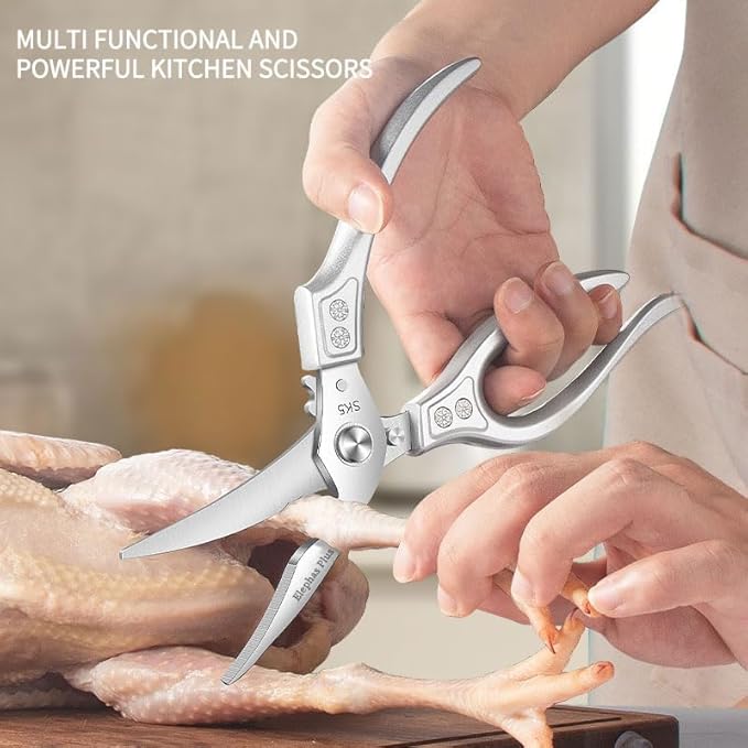 Professional Kitchen Scissors, Professional 10-Inch Heavy-Duty Kitchen Shears ??Ultra-Sharp Stainless Steel Scissors for Cutting Meat, Poultry, Fish, Herbs & Vegetables (Silver)