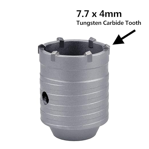 2.5 inch / 65mm Concrete Hole Saw with SDS Plus Shank Connecting Rod, GUICGOC Tungsten Carbide Teeth (7.7mm x 4mm) Cement Hole Saw for Concrete Cement Brick Wall Stone 65mm / 2.5 inch