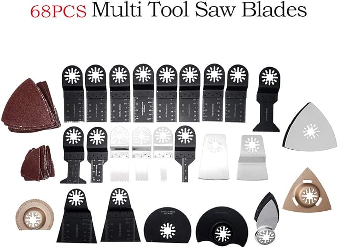 Oscillating Tool Blades, Oscillating Multitool Saw Blades Accessories Kit 68pcs for Most Oscillating Tools