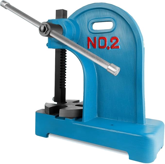 12-inch Maximum Height Press,3-ton Heavy-Duty Manual Arbor Press, Heavy-Duty Metal Punch for Rivet Punching, benchtop Arbor Press for Stamping, Bending, and Drawing竊똋eather Rivet Press(2 Ton)