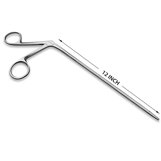 Precise ENT Procedures with Alligator Ear Forceps - Curved Jaw Design, Non-Slip Grip Handle, Fine-Tip, Reusable and Easy to Clean - 12 Inches