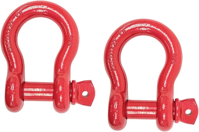 Mytee Products (2 Pack 1-3/8" Anchor Shackle Forged Carbon Steel w/Alloy Screw Pin WLL 13.5 Tons (27,000 lbs) | Double Rust Protection Heavy Duty D Ring Shackle for Towing, Rigging & Vehicle Recovery