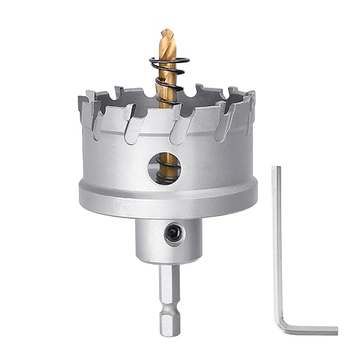 45mm / 1.77 inch Carbide Hole Saw with Hex Shank, Hole Cutter for Stainless Steel, Sheet Metal, Thick Metal and Iron