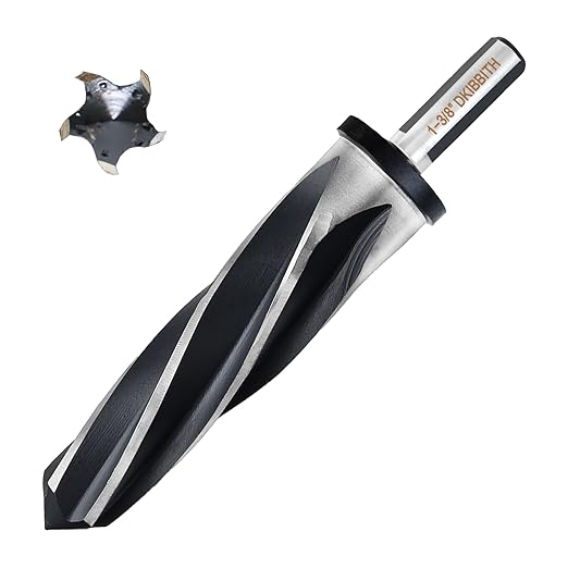 DKIBBITH 1-3/8" Bridge Construction Reamer Drill Bit, M2 HSS Taper Chucking Reamer for Steel Alloy Metal Wood Plastic, 1/2" Non-Slip Shank, 5-Spiral Flutes Car Reamer, to Align or Enlarge Holes, 35mm