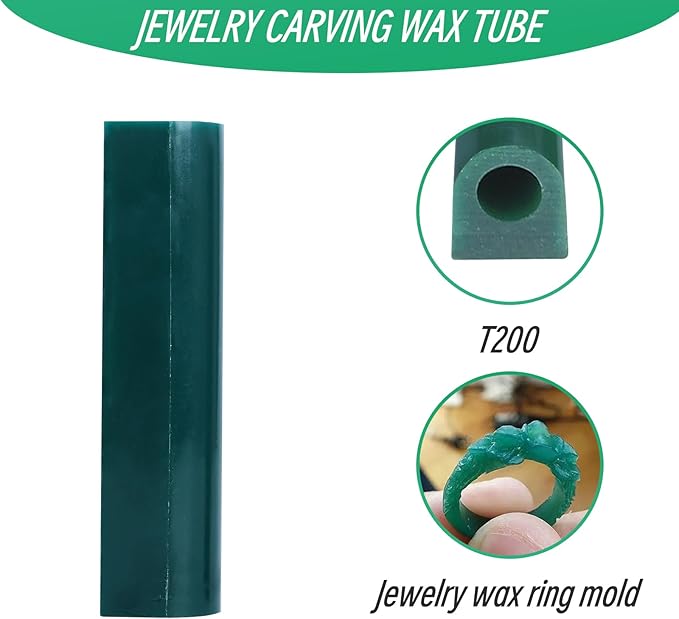 Jewelry Wax Carving Kit with Wax Tubes Ring Mandrel and Dual-End File for Jewelry Lost-Wax Casting Making and Design (4PCS)