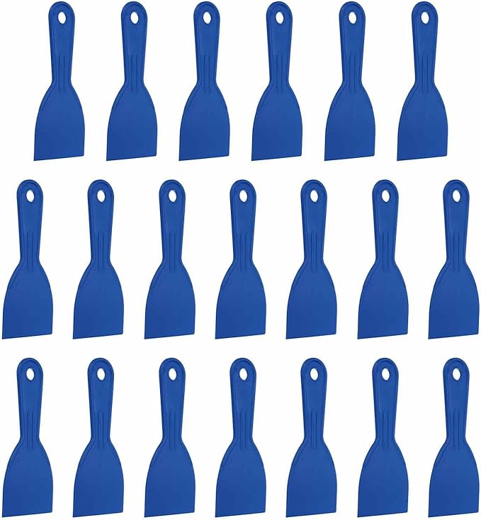 HARFINGTON 20pcs Putty Knife Scraper 3" Width Flexible Plastic Putty Knife Paint Scraper Tool for Taping Drywall Spreading Painting Wall Scratching Blue