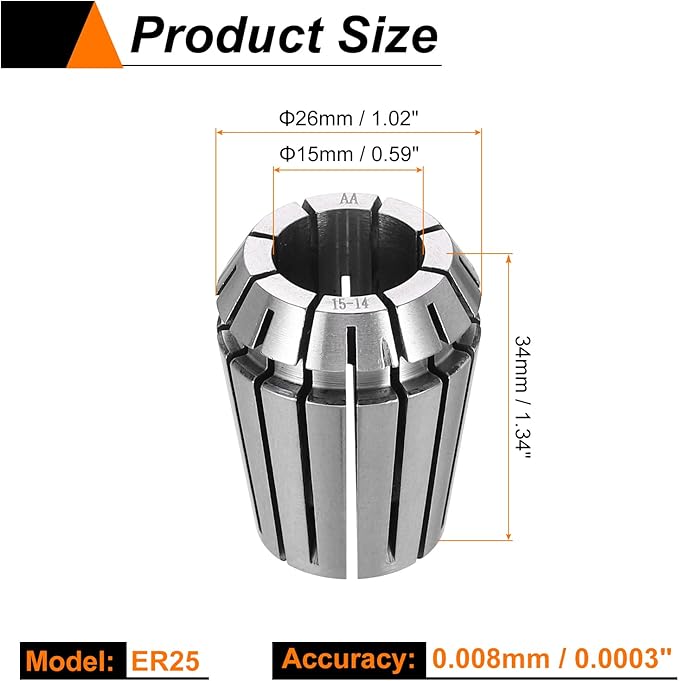 HARFINGTON Spring Collet Chuck ER25 15mm 65Mn Spring Steel Precision Router Collets for CNC Engraving Milling Lathe Tool