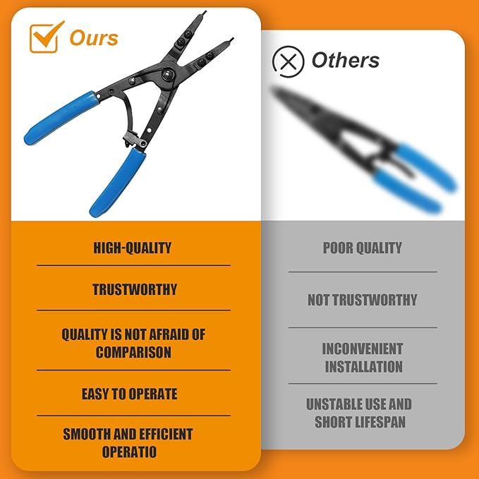 Snap Ring Pliers 38700 Internal External Heavy Duty Circlip Plier Compatible with Ford SD Ford Super Duty Pickups 2007 and Newer, 10in Blue Automotive Tool Kit for Installation and Removal