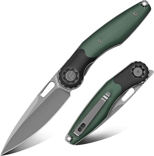 FINTISO Pocket Knife 3.5" Folding Knife Premium 14C28N Blade, Bicolour G10 Handle Design with Pocket Clip for Men Women, Small EDC Knife for Camping, Hunting, Hiking, Survival and Outdoor Activities, ROOK Series