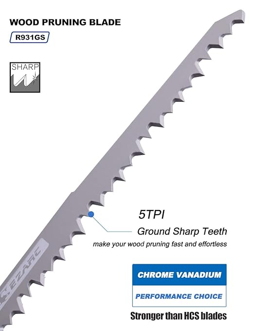 EZARC Wood Pruning Reciprocating Saw Blade, 9-Inch Recip Saw Blades R931GS 5TPI (5-Pack)