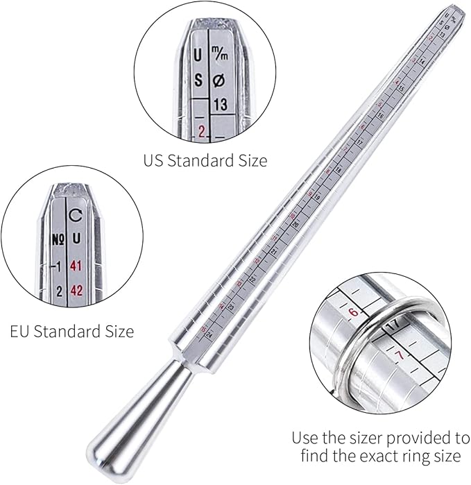 YIEPET Ring Sizer Mandrel, US Ring Mandrel Measurement Kit,Gauge Set with Measuring Tool,Sizes 0-15 Steel Ring Mandrel.Finger Sizer1-13 with Half Size