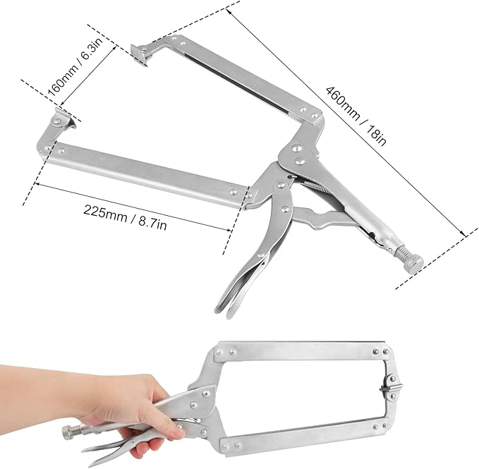 3 Pack 18 Inch C Clamp Locking Pliers,Locking C Clamp, Adjustable Nickel Plated C Pliers For Wood Working, Welding, Electrician Maintenance and more, by GENHAKON