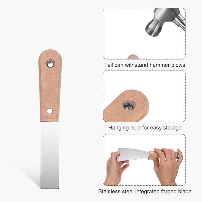 uxcell 4pcs Putty Knife Set 1/2/3/4 Inch Carbon Steel Paint Scraper Flexible Drywall Repair Mud Knife for Removing Cement Wallpaper Mud Adhesive Taping