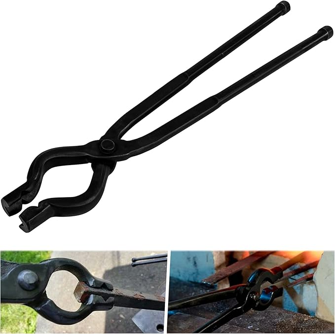 17 Inch V-Bit Bolt Blacksmith Tongs, Wolf Jaw Tongs Assembled Knife Making Blacksmith Bladesmith Anvil Forge Tongs