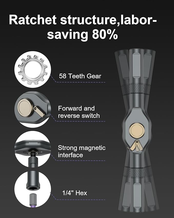 Ratchet Screwdriver Set, 74 in 1 Magnetic Screwdriver Set with Detachable T Handle, Precision Repair Tool Kit for Furniture Assembly, Computer, Bicycles, Appliance, Watch, Doorbell, Camera, DIY