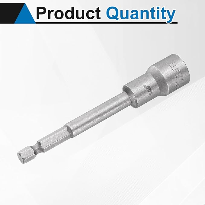 HARFINGTON Nut Driver Drill Bit 13mm Metric Socket 1/4" Hex Shank 3.94" (100mm) Long Magnetic 6-Point Sockets Quick Change CR-V Steel Bolt Setters for Power Drill Drivers