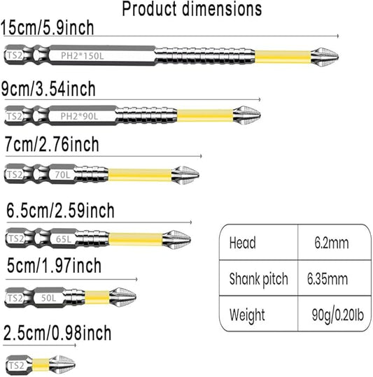 Strong Magnetic Screwdriver Drill Bit Set, Durability Screwdriver Drill Bit Set, Anti-Slip Magnetic Electric Screwdriver Set (6, yellow)