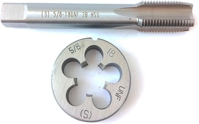 5/8-18 Tap And Die Set, UNF Machine Thread Tap And Round Thread Die Right Hand HSS Taper