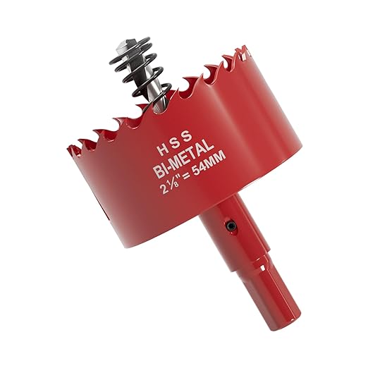 2-1/8" (54mm) Bi-Metal M42 High Speed Steel Hole Saw with Pilot Drill Bit, Smooth Cutting Edge for PVC, Drywall, Wood, Plastic, Gypsum Board, Rubber, Thin Metal