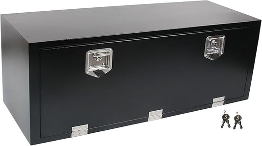 48 Inch Steel Tool Box with T-Handle Latch, Underbody Storage Truck Bed Organizer Toolbox for Trailer Pickup RV, Job Tool Chest, 48 X 18 X 18 Inch, Black