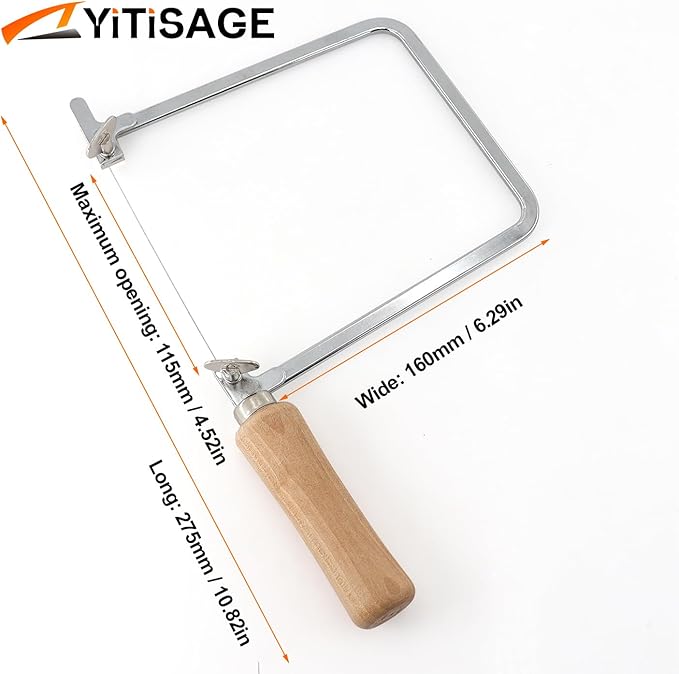 Deep Coping Saw With Diameter 0.3mm Diamond Wire for Woodworking, Plastic, Rubber, and Soft Metal Cutting